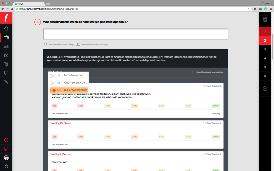 Werken met learnbeat_feedback met percentage