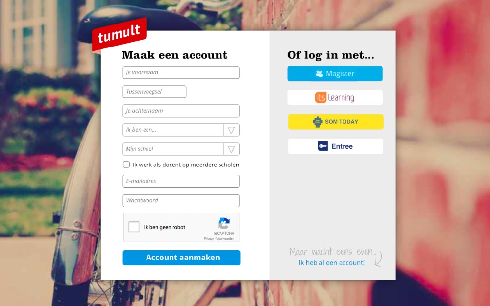 account aanmaken mijn.tumult.nl